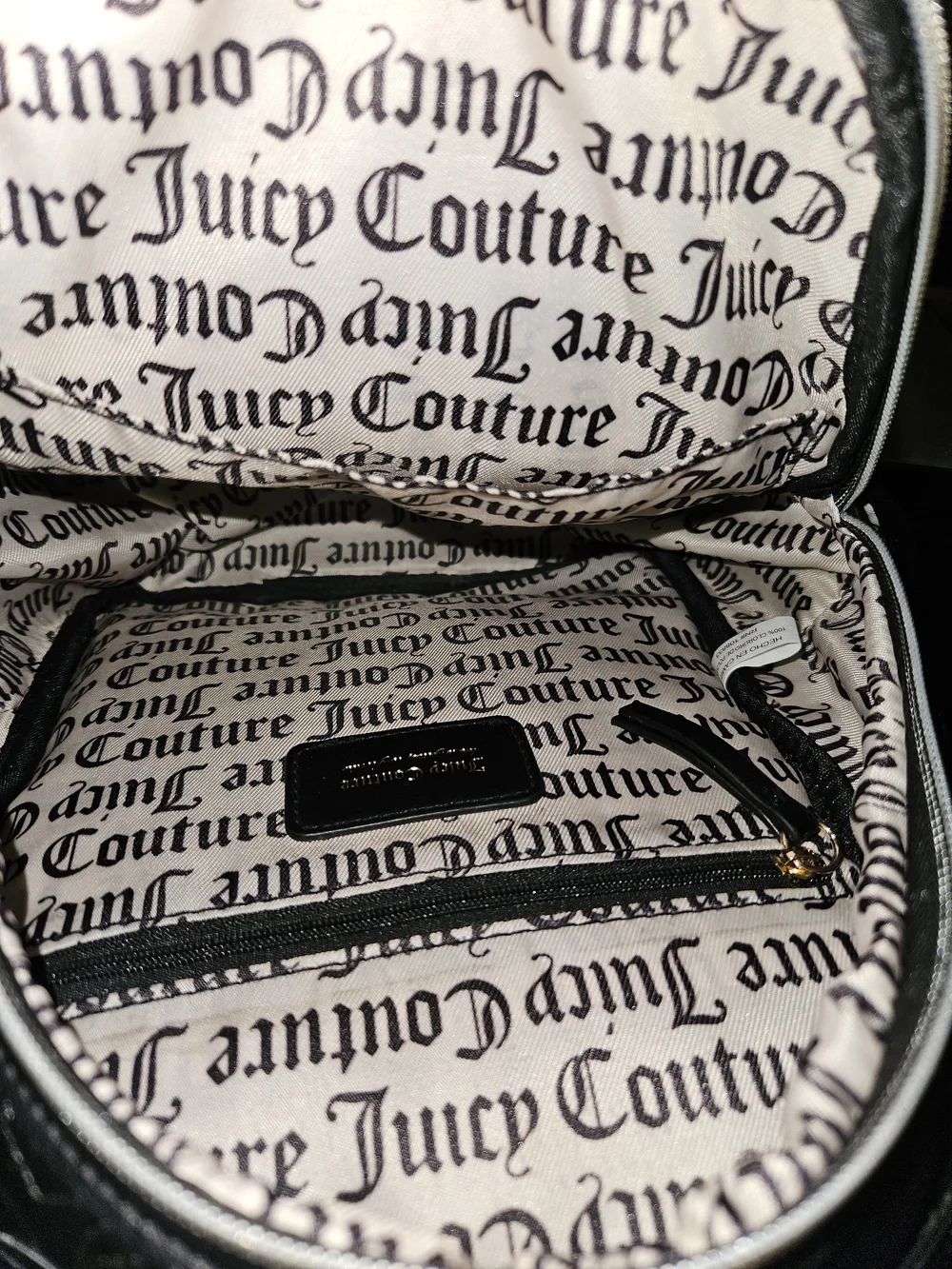 Juicy Couture Gothic Status Our Zips Say It All Black Mini Backpack Y2K